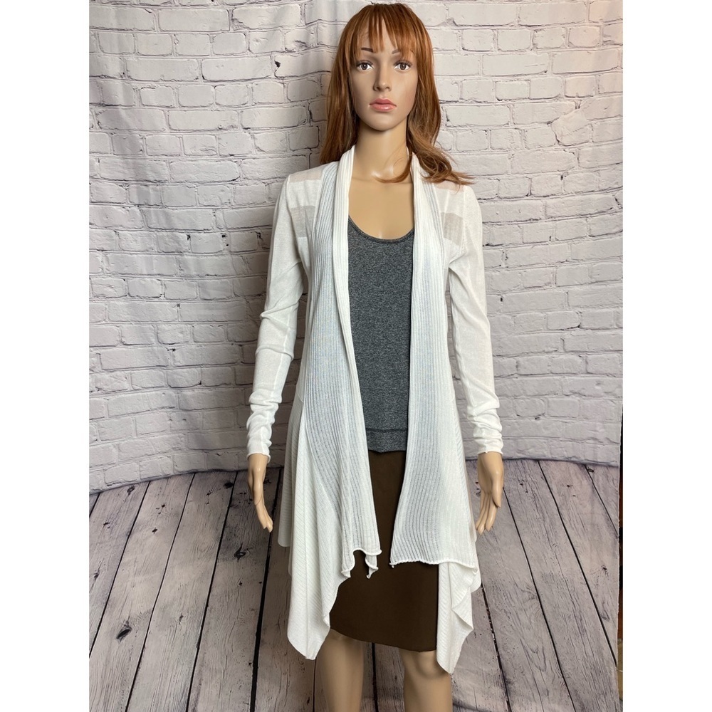 White + Warren Open Front Rayon Cotton Cardigan Size S
